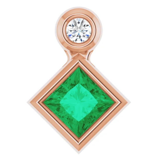 Dahlia Bezel Emerald & Diamond Pendant