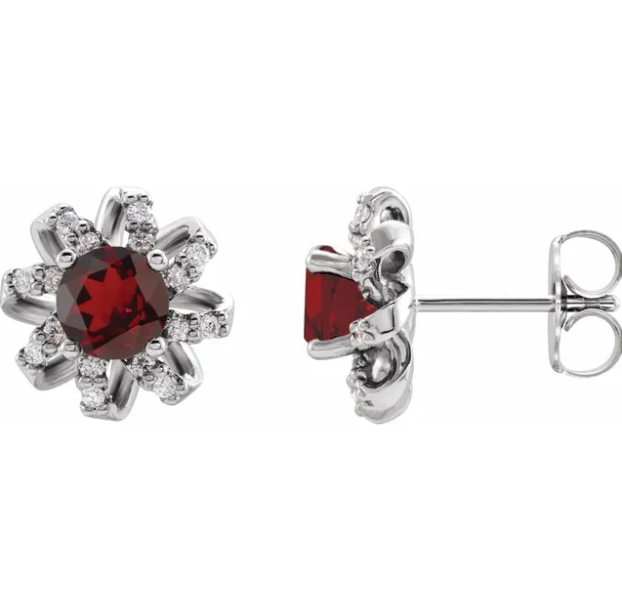 Passionflower Garnet & Diamond Earrings