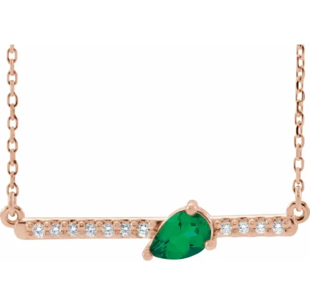Lilac Emerald & Diamond Bar Necklace