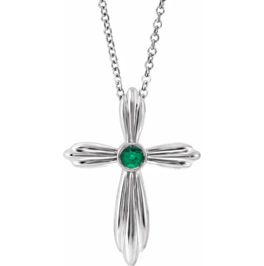 Daffodil Emerald Cross Necklace