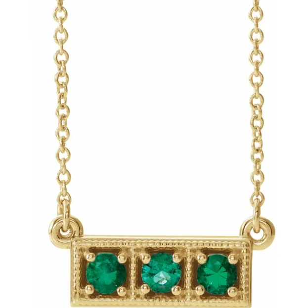 Iris Emerald Three Stone Necklace