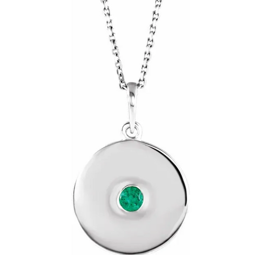 Poppy Emerald Disc Necklace