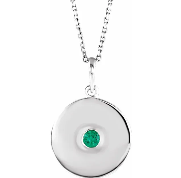 Poppy Emerald Disc Necklace