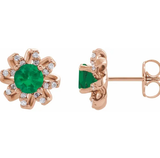 Passionflower Emerald & Diamond Earrings