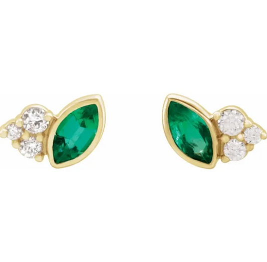 Clematis Emerald & Diamond Earrings