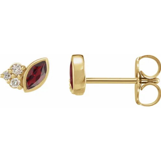 Clematis Garnet & Diamond Earrings