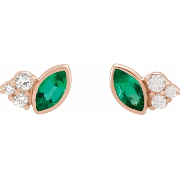 Clematis Emerald & Diamond Earrings