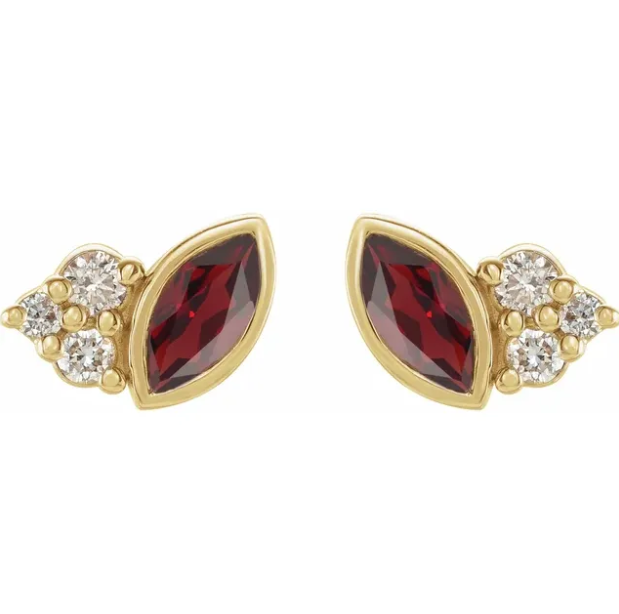 Clematis Garnet & Diamond Earrings