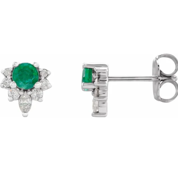 Orchid Emerald & Diamond Earrings