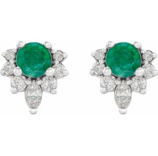 Orchid Emerald & Diamond Earrings