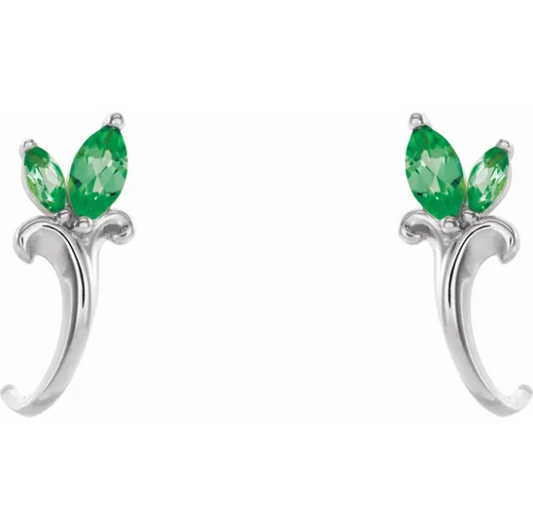 Cherry Blossom Emerald Flower Earrings