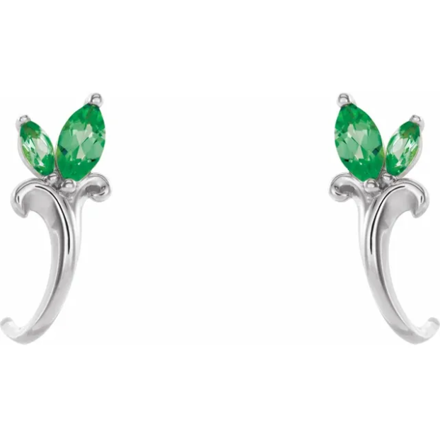 Cherry Blossom Emerald Flower Earrings