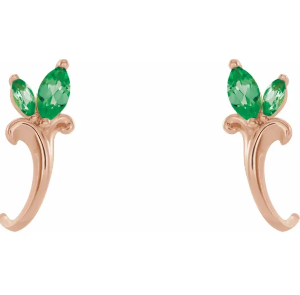 Cherry Blossom Emerald Flower Earrings