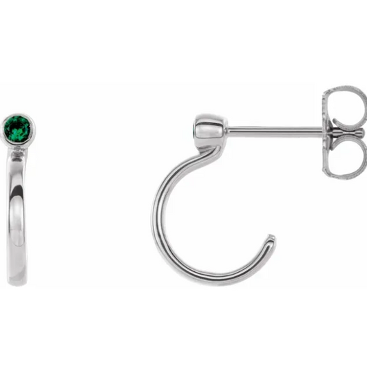 Poppy Emerald J Hoop Earrings