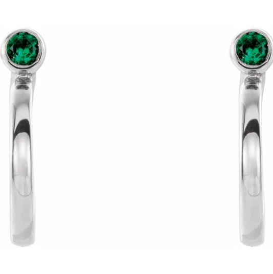 Poppy Emerald J Hoop Earrings