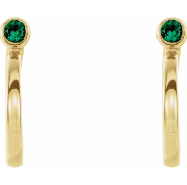 Poppy Emerald J Hoop Earrings