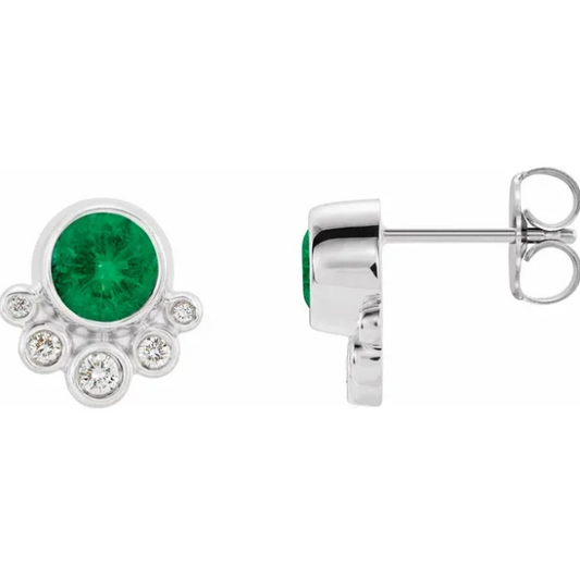 Poppy Emerald & Diamond Earrings