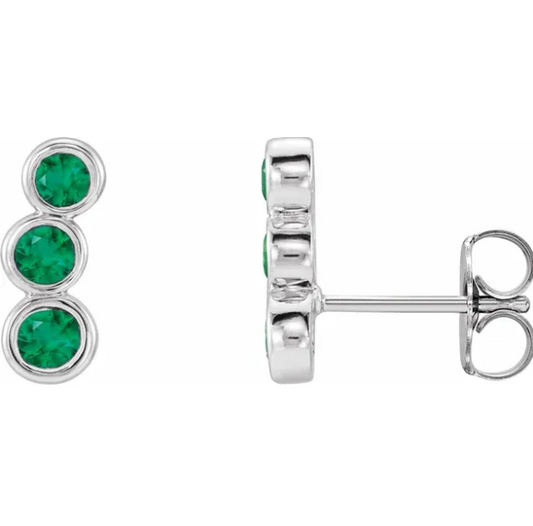 Poppy Emerald Climber Earrings