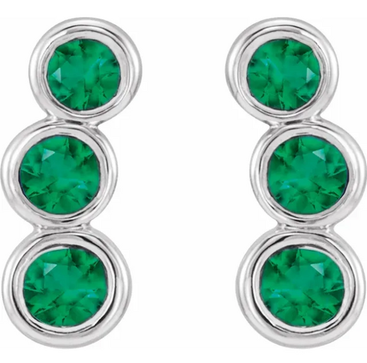 Poppy Emerald Climber Earrings