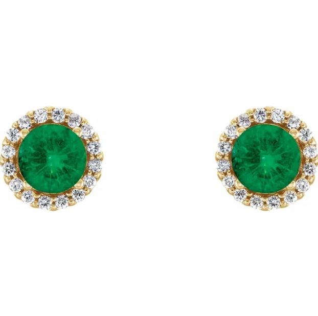 Hydrangea Emerald & Diamond Halo Style Earrings