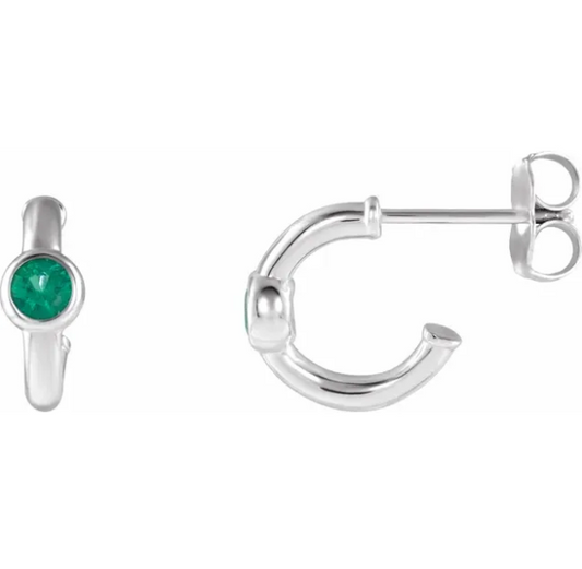 Poppy Emerald J Hoop Earrings