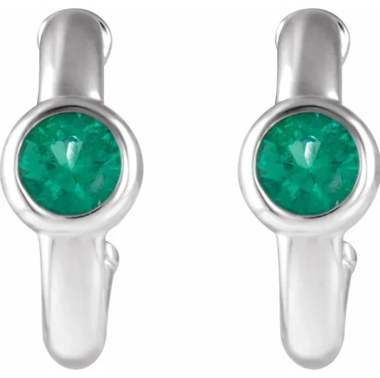 Poppy Emerald J Hoop Earrings