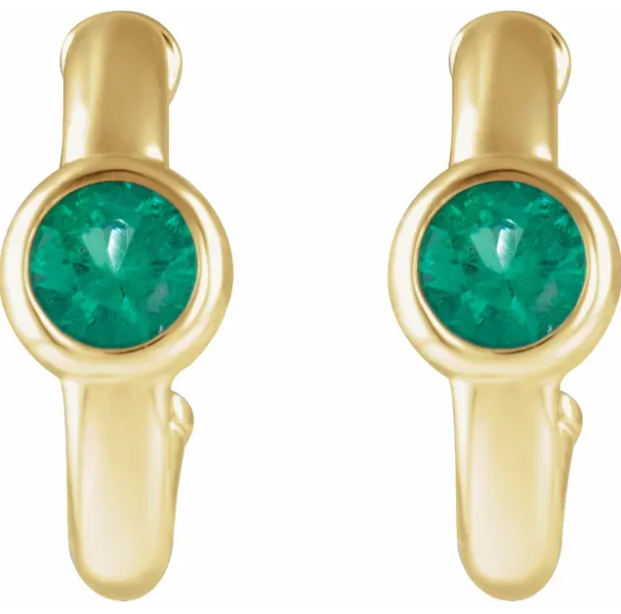 Poppy Emerald J Hoop Earrings