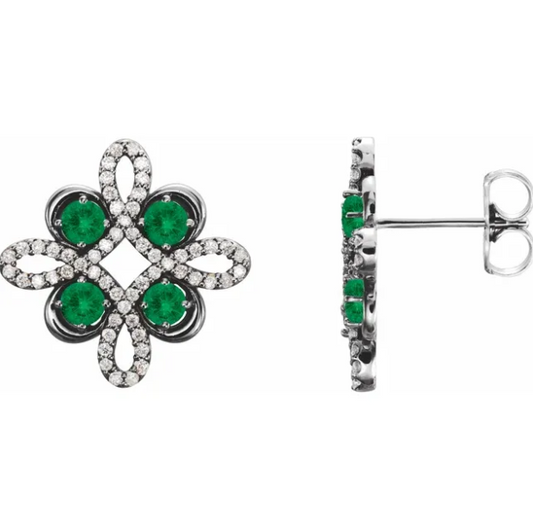 Clover Emerald & Diamond Earrings