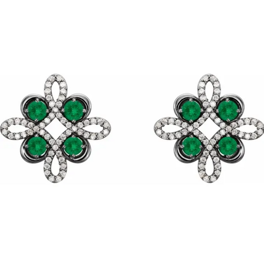 Clover Emerald & Diamond Earrings