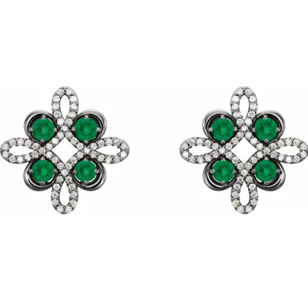 Clover Emerald & Diamond Earrings