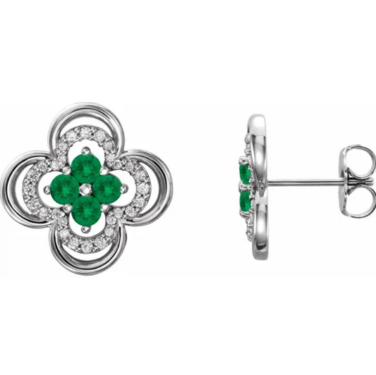 Clover Emerald & Diamond Earrings