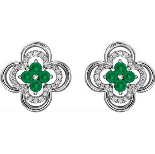 Clover Emerald & Diamond Earrings