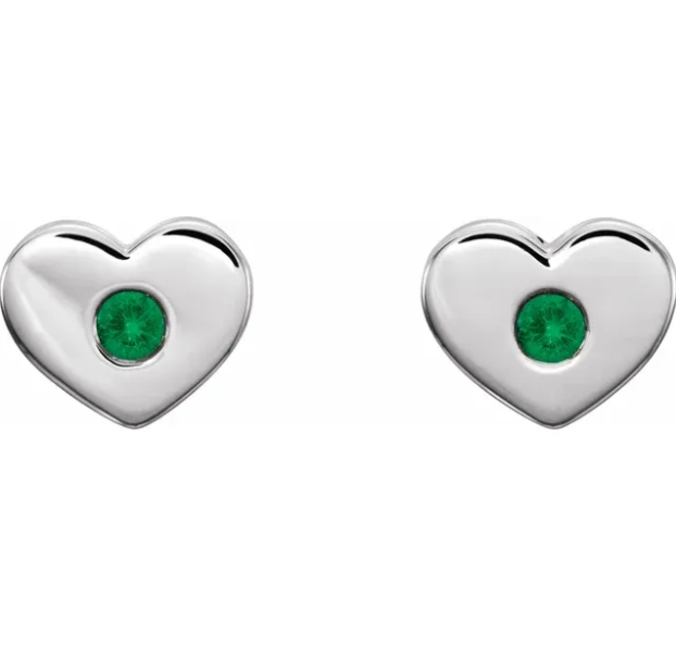 Tulip Emerald Heart Earrings