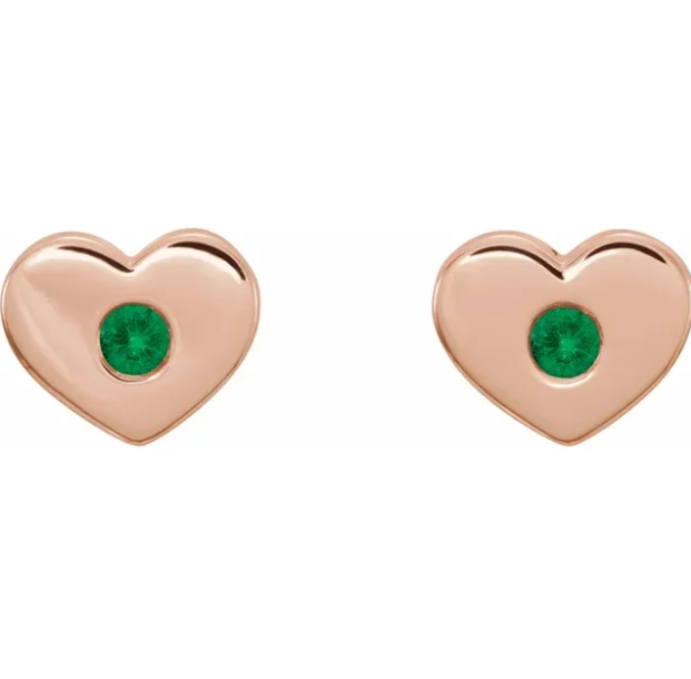 Tulip Emerald Heart Earrings