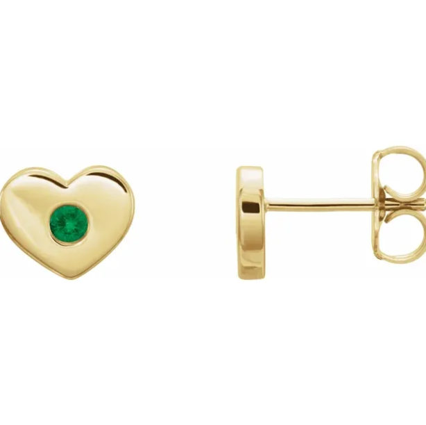 Tulip Emerald Heart Earrings