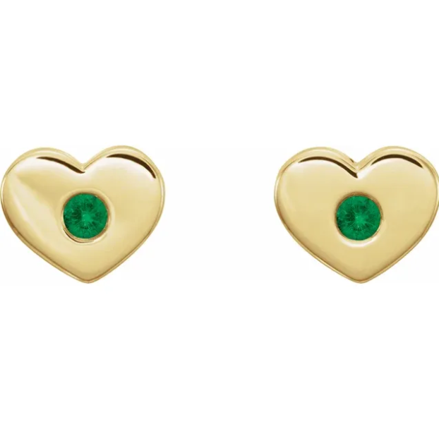 Tulip Emerald Heart Earrings