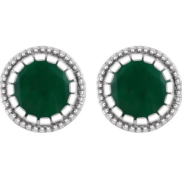 Jasmine Emerald Bezel Set Earrings