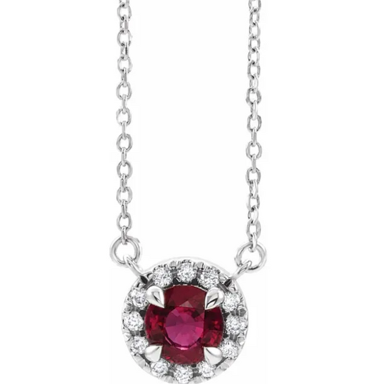 Hydrangea Garnet & Diamond Necklace