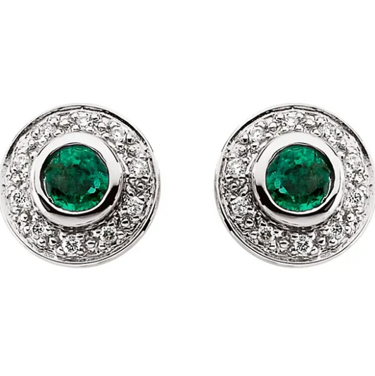 Poppy Emerald & Diamond Halo Style Earrings