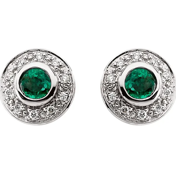 Poppy Emerald & Diamond Halo Style Earrings