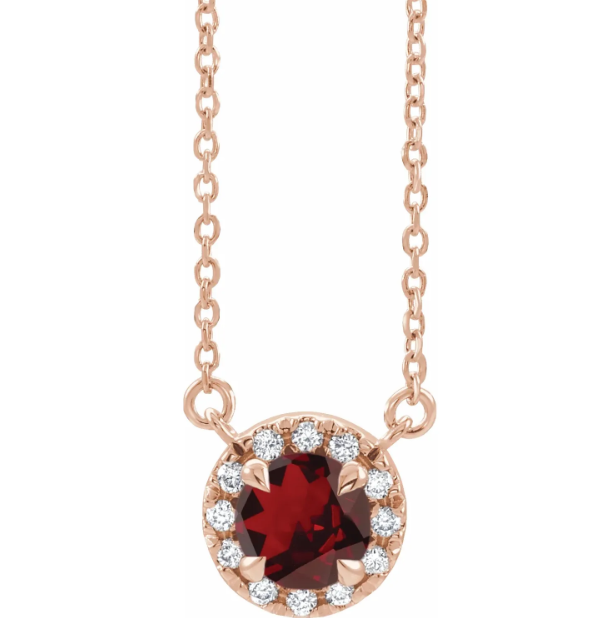 Hydrangea Garnet & Diamond Necklace