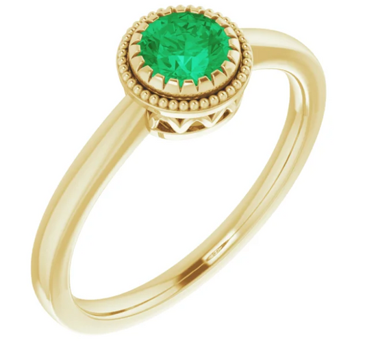 Jasmine Emerald Bezel Set Ring