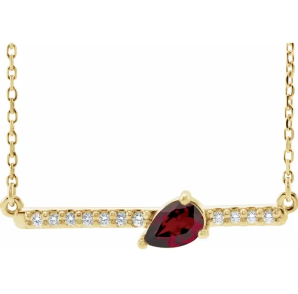 Lilac Garnet & Diamond Bar Necklace