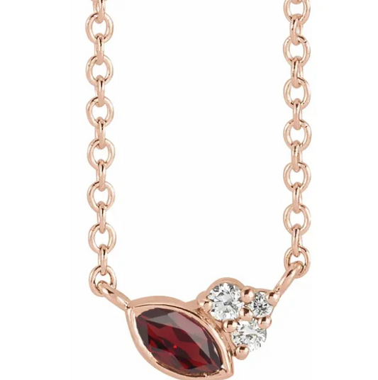 Clematis Garnet & Diamond Necklace