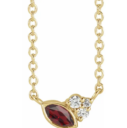 Clematis Garnet & Diamond Necklace