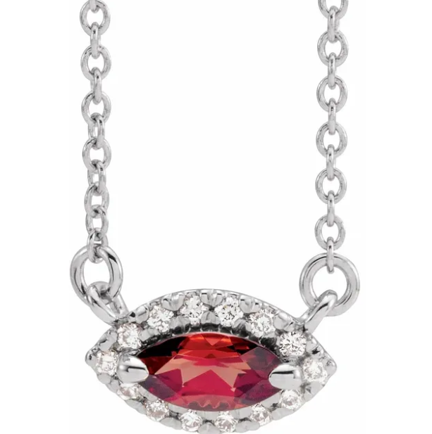 Clematis Garnet & Diamond Necklace