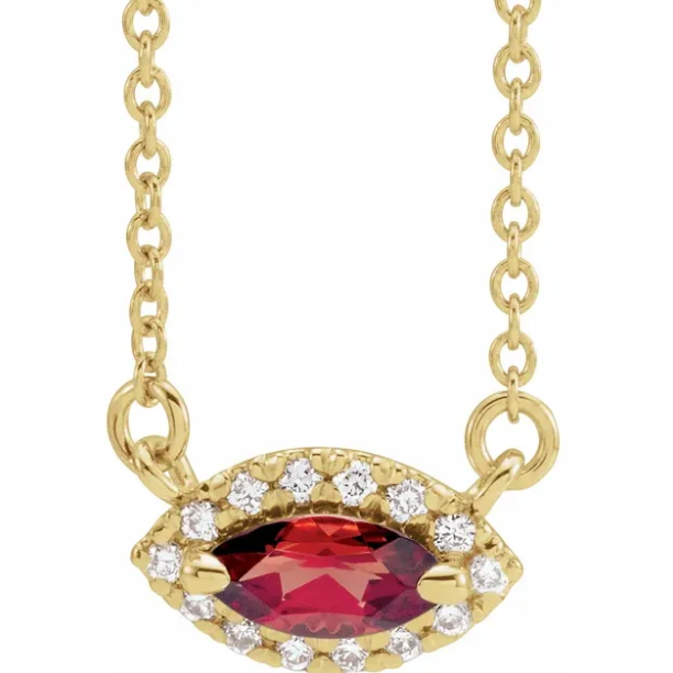Clematis Garnet & Diamond Necklace