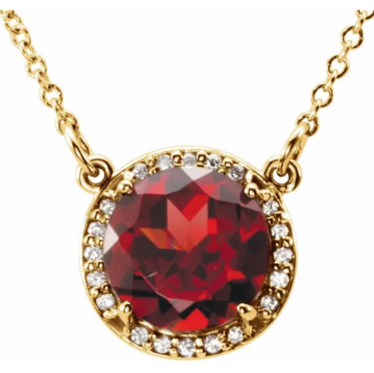 Hydrangea Garnet & Diamond Necklace