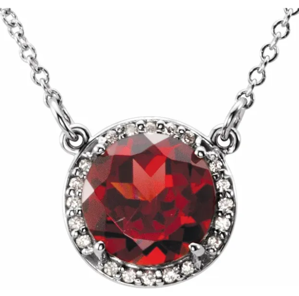 Hydrangea Garnet & Diamond Necklace