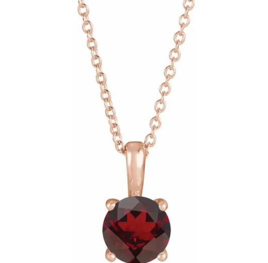 Poppy Garnet Solitaire Necklace